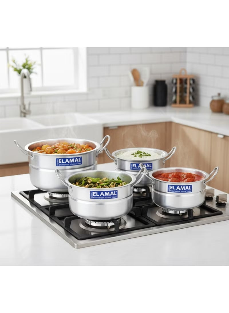 ELAMAL Shiny Aluminum Cookware Set - 5-Piece Cookware and Kitchen Set in Different Sizes (16/18/20/22/24 cm) - Heat-Resistant Handles - High-Quality Egyptian Made - Image 2